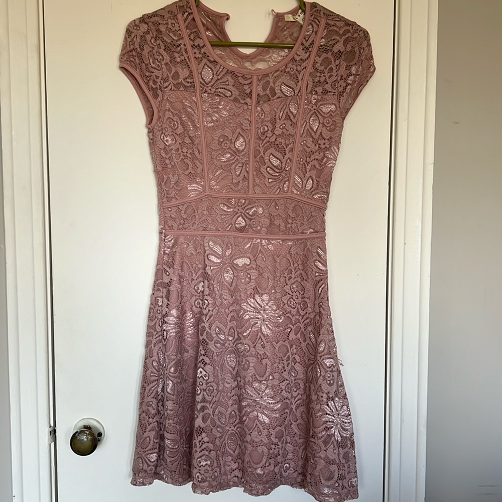 Blush pink lace dress